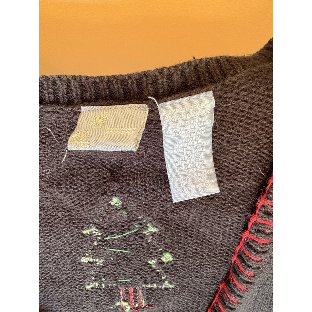 Vintage Holiday Editions Christmas Snowman Sweater Vest Women's Black Size Xl - Picture 4 of 7